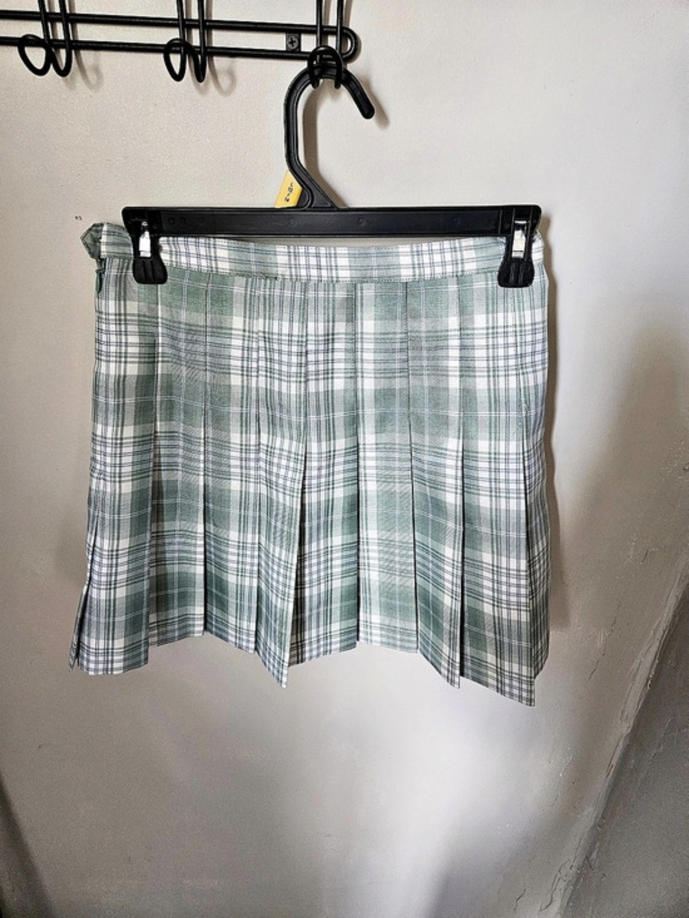 Teddy Fresh Green Plaid Pleated Mini Skirt Green & White XS